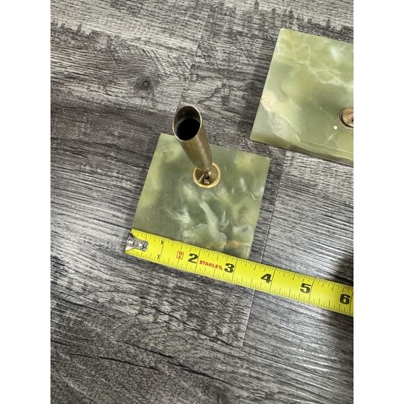 Set Of 2 Vintage Green Alabaster Fountain Pen Holders MCM Atomic Mad Men - Picture 16 of 16